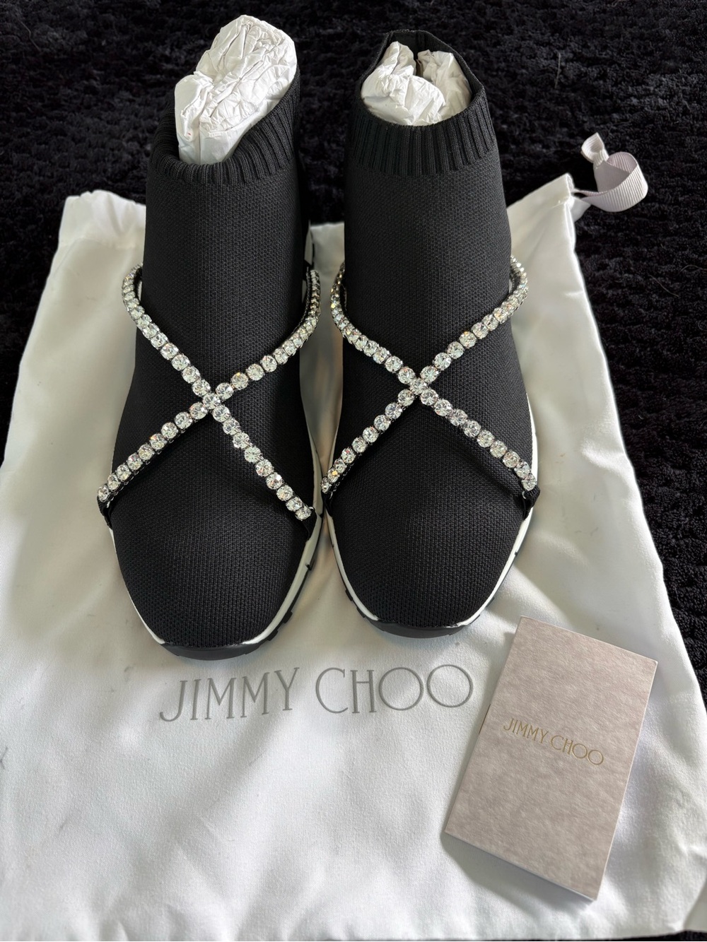 Jimmy Choo Torri Trainers Sneakers w Crystals Size 8